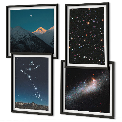 Multi-piece wall decor set Cosmic landscapes of Pisces mountains