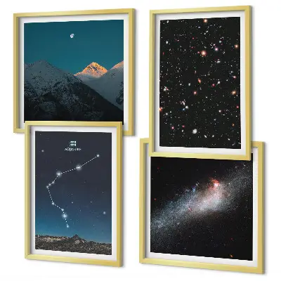 Wall art set galaxy space Aquarius mountains design