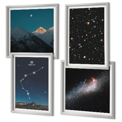 Wall art set Galaxy space Aquarius mountains