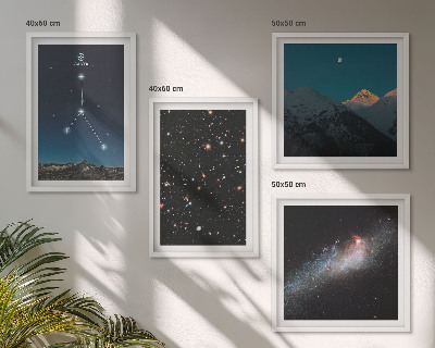 Set of 4 wall art pieces Space galaxy constellation Cancer