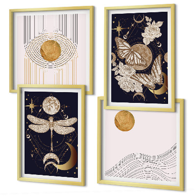 Wall art set Nature motifs with the moon