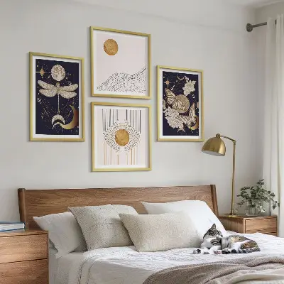 Wall art set featuring nature motifs with the moon
