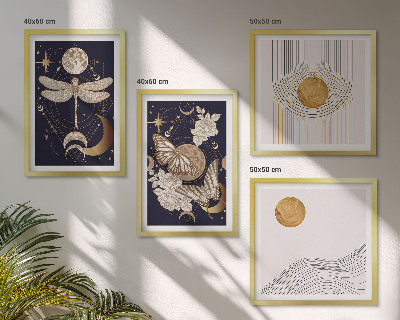 Wall art set Nature motifs with the moon