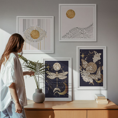 Wall art set Nature motifs with the moon