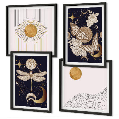 Wall art set Nature motifs with the moon