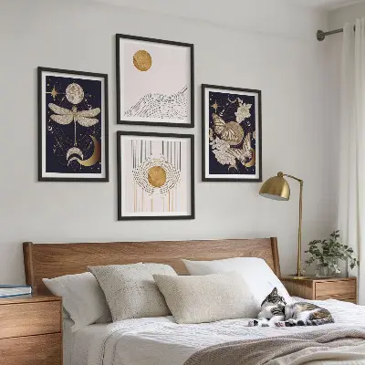 Wall art set featuring nature motifs with the moon