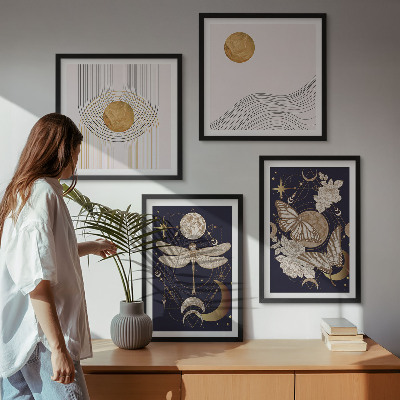 Wall art set Nature motifs with the moon