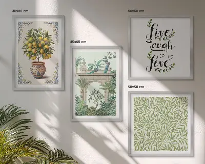 Green leaves exotic plants wall art set of 4 pieces