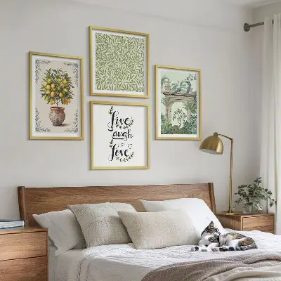 Green leaves exotic plants wall art set of 4 pieces