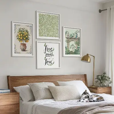 Green leaves exotic plants wall art set of 4 pieces