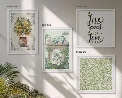 Green leaves exotic plants wall art set of 4 pieces