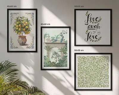 Green leaves exotic plants wall art set of 4 pieces