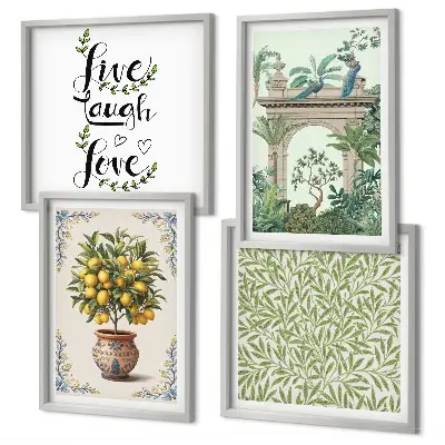 Green leaves exotic plants wall art set of 4 pieces