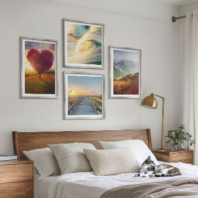 Multi-piece wall decor set Landscapes mountains waves tree heart pier
