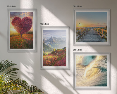 Multi-piece wall decor set Landscapes mountains waves tree heart pier