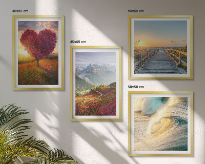 Multi-piece wall decor set Landscapes mountains waves tree heart pier