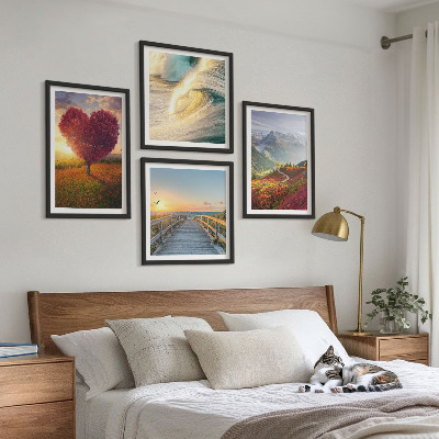 Multi-piece wall decor set Landscapes mountains waves tree heart pier