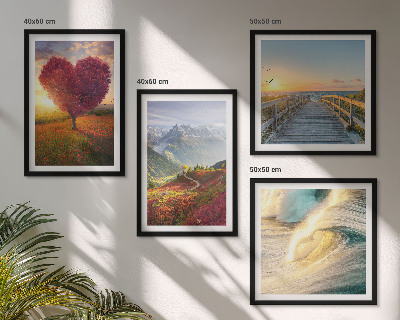 Multi-piece wall decor set Landscapes mountains waves tree heart pier