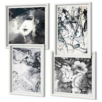 Wall art set Abstract black and white patterns