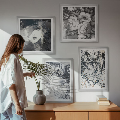 Wall art set Abstract black and white patterns