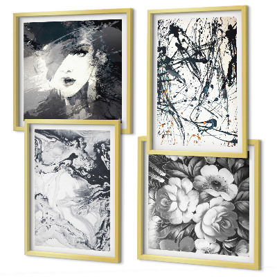 Wall art set Abstract black and white patterns