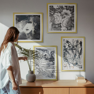Wall art set Abstract black and white patterns