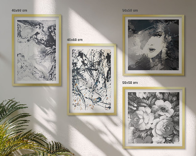 Wall art set Abstract black and white patterns