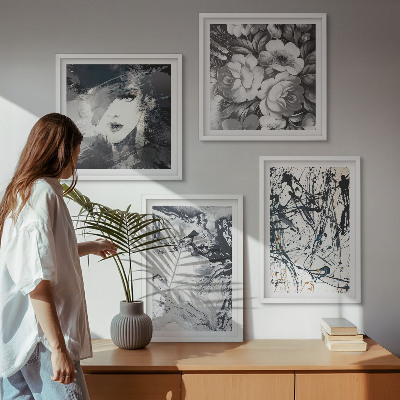 Wall art set Abstract black and white patterns