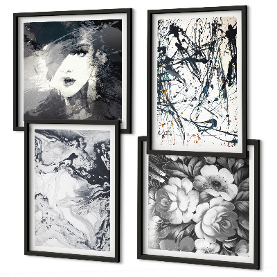 Wall art set Abstract black and white patterns