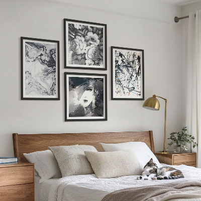 Wall art set Abstract black and white patterns