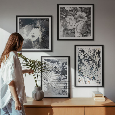 Wall art set Abstract black and white patterns
