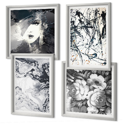 Wall art set Abstract black and white patterns