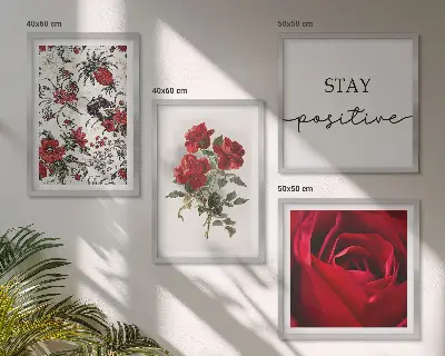 Red roses flowers wall art set of 4 pieces