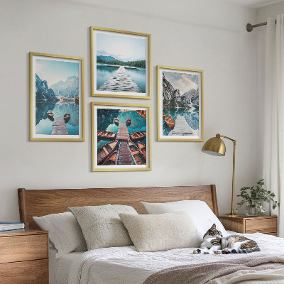Multi-piece wall decor set Lake wooden piers boats