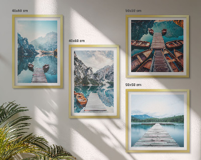 Multi-piece wall decor set Lake wooden piers boats