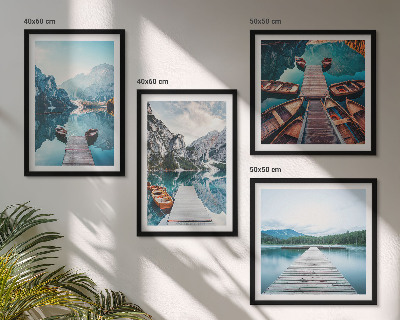 Multi-piece wall decor set Lake wooden piers boats