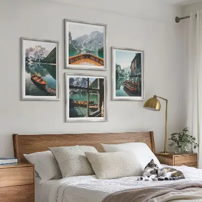 Wall art set mountain lake landscape for the home