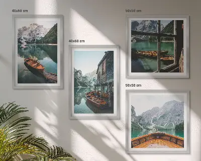 Wall art set mountain lake landscape for the home