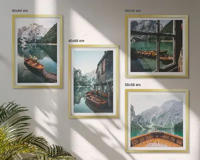 Wall art set mountain lake landscape for the home
