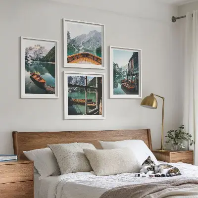 Wall art set mountain lake landscape for the home