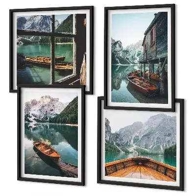 Wall art set mountain lake landscape for the home