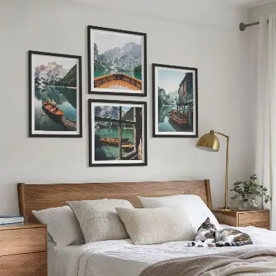 Wall art set mountain lake landscape for the home