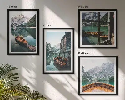 Wall art set mountain lake landscape for the home