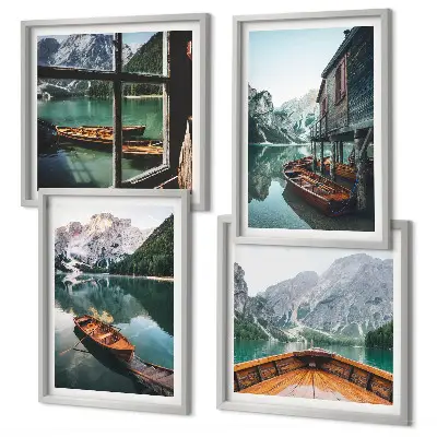 Wall art set mountain lake landscape for the home