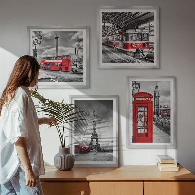 Multi-piece wall decor set Iconic cities London Paris railway