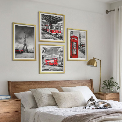 Multi-piece wall decor set Iconic cities London Paris railway