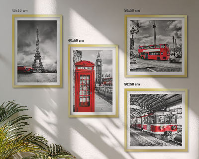 Multi-piece wall decor set Iconic cities London Paris railway