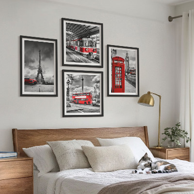 Multi-piece wall decor set Iconic cities London Paris railway