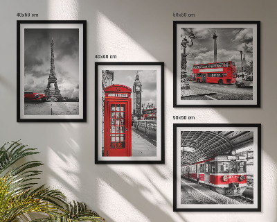 Multi-piece wall decor set Iconic cities London Paris railway