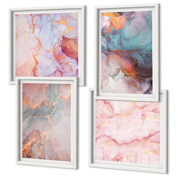 Set of 4 wall art pieces Abstract pastel patterns